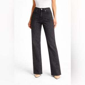 J.Crew 1996 High Rise Straight Leg Jeans Black Studded Side Size 30